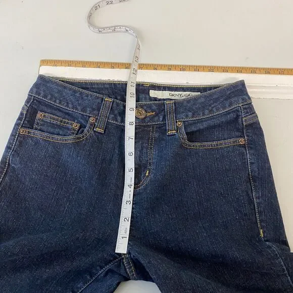 DKNY Jeans Straight Leg Women's 6 Blue Dark Wash Denim Mid Rise - Picture 7 of 9